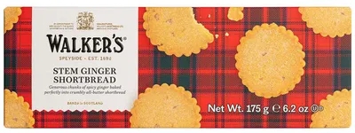 Immagine prodotto di Walkers Stem Ginger Shortbread, biscotti scozzesi al burro con zenzero, 175 g