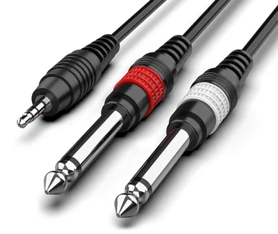 Zdjęcie produktu dla Audibax, kabel minijack stereo, 2 wtyki mono, 3 metry, czarny