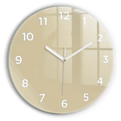 Produktbild von Wallfluent Wanduhr – Stilles Quarzuhrwerk - Uhr Dekoration Wohnzimmer Schlafzimmer Küche - Zifferblatt - weiße Zeiger - 30 cm - Beige
