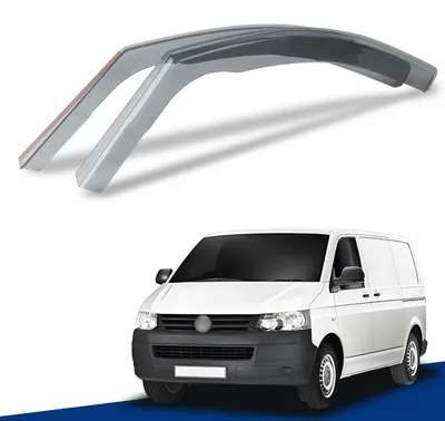Obrázek produktu pro Deflektory větru pro vozidla Volkswagen Transporter T5, T6 a T6.1. Vyrobeno z akrylového skla, odolné proti poškrábání a UV záření