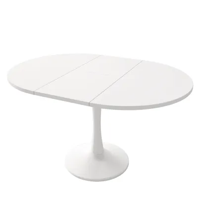 Obrázek produktu pro Abrihome Oválný rozkládací jídelní stůl - 100 až 140 cm - moderní jednoduchý jídelní stůl Kávový volnočasový stůl - bílý
