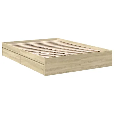 Produktbild von Bettgestell mit Schubladen Sonoma-Eiche 135x190cm Holzwerkstoff
