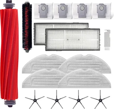 Zubehör-Set für Roborock S7 Pro Ultra/Roborock S7 MaxV Ultra, 1 Walzenbürste, 1 selbstreinigende Bürste, 2 Hepa-Filter, 4 Seitenbürste, 4 Wischtücher, 4 Staubbeutel