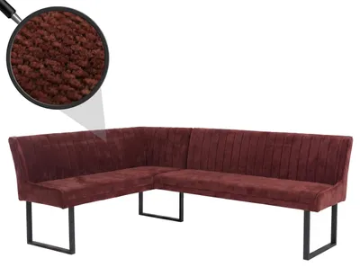 Obrázok produktu pre Rohová lavica HWC-O82, jedálenská lavica, Öko-Tex (310 g/m²) ženilková látka/textil s kovovými prvkami, 159 x 210 cm ~ červená