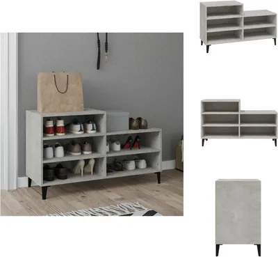 Obrázek produktu pro vidaXL Botník betonový šedý 102x36x60 cm materiál na bázi dřeva - Regály a skříně na boty