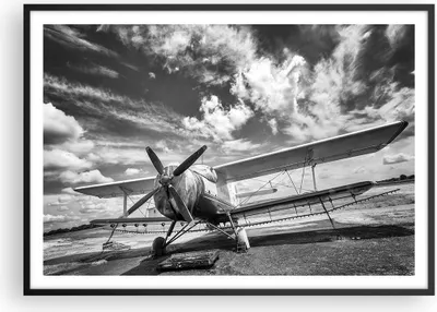 Produktbild von Gerahmtes Poster - Schwarzer Rahmen - An-2 Flugzeug Schwarzweiß - 100x70 cm - Wand Bild - Wanddeko - Wandbilder - Wandposter - Bilderrahmen - Bilder - Kunstdruck - Wandbild - P2BAA100x70-4228