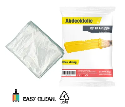 Produktbild von Easy Clean - 4 x 5 m Abdeckfolie - extrastark & extradick - transparent - Abdeckplane als Malerzubehör