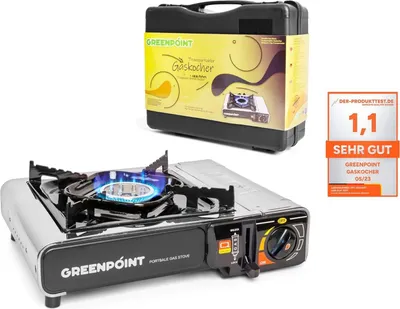 Produktbild von Greenpoint Gaskocher - Campingkocher Edelstahl Transportabler - ohne Gaskartusche - Edelstahl