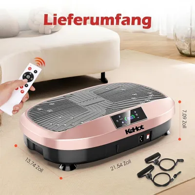 Produktbild von Vibrationsplatte 120 Stufen, 6 Trainingsmodi, Touch-Bedienfeld, Fernbedienung, 2 Zugbänder