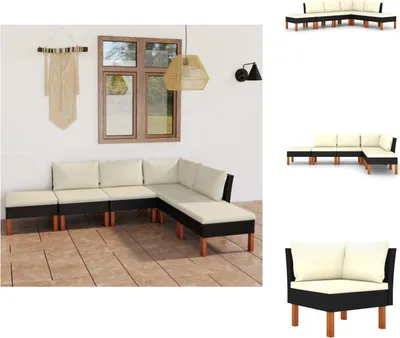 Produktbild von vidaXL 6-tlg. Garten-Lounge-Set mit Kissen Poly Rattan Schwarz -  Gartenmöbel-Sets