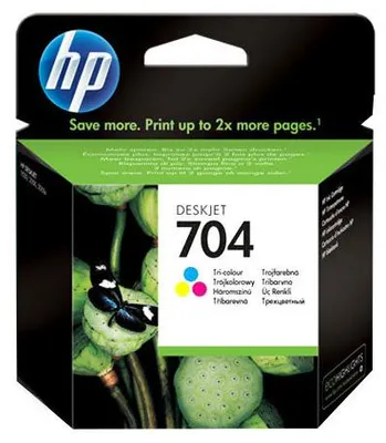 Zdjęcie produktu dla HP 704 oryginalny wkład atramentowy trójkolorowy, Standardowa wydajność, Cyjan, Purpurowy, Żółty, Atrament barwnikowy, 1 szt., 200 stron(y)