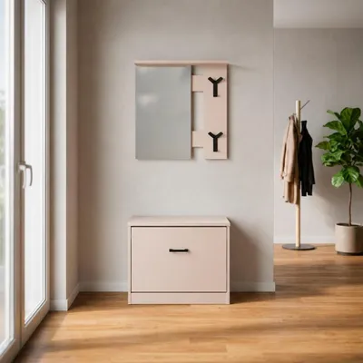 Immagine prodotto di Mobile Ingresso Limone41A con Specchio, Appendiabiti e Scarpiera Beige
