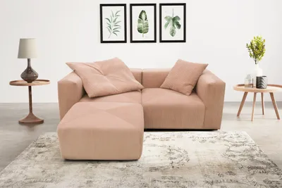 Produktbild von DOMO Collection Ecksofa 800011, kleine Modul-Couch in L-Form, individuell kombinierbar, Cord, Polsterecke, Garnitur 216 x 193 x 69 (BxTxH), rose