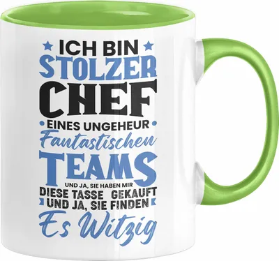 Produktbild von Chef Geschenk Lustig Tasse für Chef vom Team Ich Bin Stolzer Chef Eines Ungeheuer Fantastischen Teams (Grün)