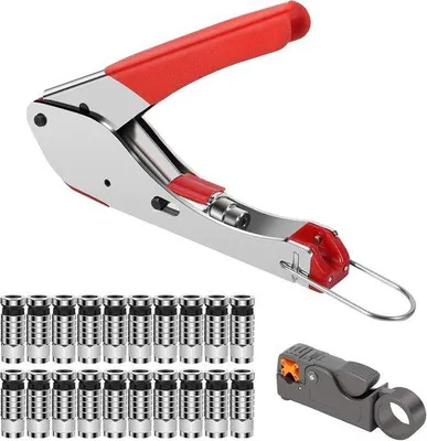 Image de Kit d'outils pour câbles : pince à sertir et pince à dénuder RG58, RG59, RG6