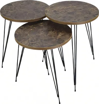 Immagine prodotto di Elegante set di tavolini marrone in legno e metallo
