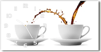 Produktbild von Wanduhr aus Glas – 60x30 cm - Glasbild - Glasuhr - Gehärtetes Glas - weisse-zeiger - undichte Kaffee