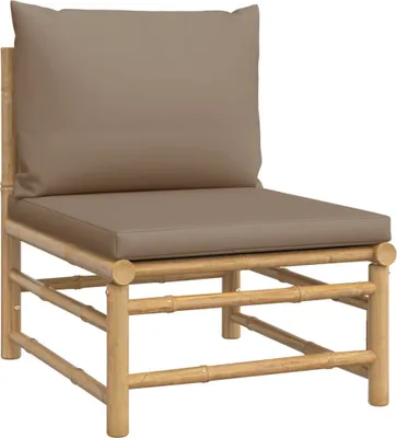 Produktbild von vidaXL Garten-Mittelsofa mit Taupe Kissen Bambus
