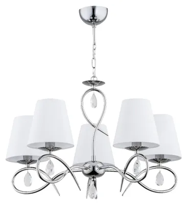Immagine prodotto di Lampadario SYNA cromato bianco-trasparente 5xE14x10W in metallo, dimensioni: 63x58x58 cm, IP20, Alfa