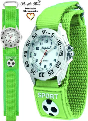 Produktbild von Pacific Time  Armbanduhr Jungen Kinderuhr Fußball Klettverschluss wasserdicht