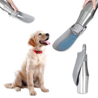 Produktbild von Tragbare Edelstahl-Wasserflasche für Hunde, 750 ml