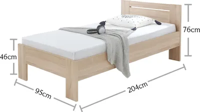 Produktbild von Einzelbett Liegefläche 90x200 Bett Eiche Sonoma Mittelbalken #4246
