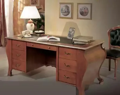Produktbild von Bürotisch klassisches Design Schreibtisch braunem Holz Tisch Möbel