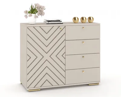 Produktbild von Kommode mit Schubladen Fernsehschrank HANA 4S 1D Kaschmir/Kaschmir 100cm