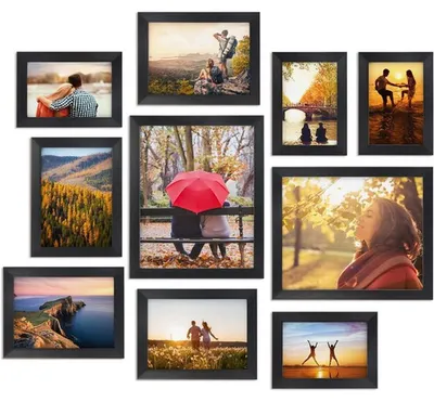 Produktbild von Famanu Bilderrahmen Set 10 Stück für verschiedene Fotoformate - Schwarz