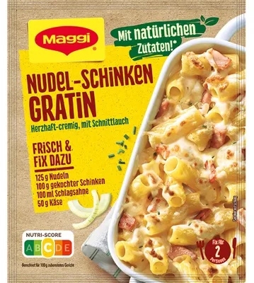 Verpackungsbild Maggi Fix für Nudel Schinken Gratin herzhaft in cremiger Sauce 28g