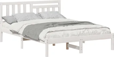 Obrázok produktu pre vidaXL Rám postele s čelom biely 120 x 200 cm z masívneho borovicového dreva