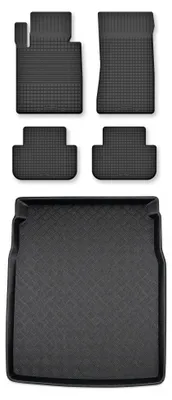 Produktbild von Gummimatten + Kofferraumwanne für BMW Seria 5 E60 2003-2010 (Limousine) – Schwarz, Semi-Universal, angepasst – Wielganizator Semi-Universal
