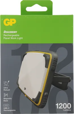 Obrázek produktu pro GP Batteries 260GPACTWP500000 GP Panel Light Arbeitsleuchte 1200 Lumen, IPX7, USB-C, 2x18650