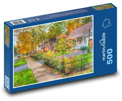 Zdjęcie produktu dla Puzzle 500 Jesienna ulica w dzielnicy miasta - martinpuzzle