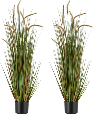 Zdjęcie produktu dla VEVOR sztuczna trawa, 2-pak 119 cm trawa trzcinowa skrzyp w doniczce, wysokiej jakości sztuczna roślina PVC, sztuczne zielone rośliny, krzewy do wnętrz i na zewnątrz, dom, ogród, biuro, dekoracja pokoju, parapetówka, zielony