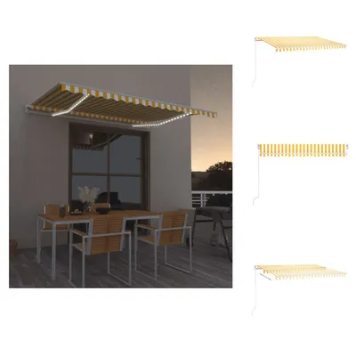 Obrázek produktu pro vidaXL Markýza ručně zatahovací s LED diodami 400x350 cm žlutá a bílá - Markýzy