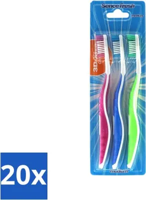 Produktbild von Sence - Fresh 3D-Extra Clean - Zahnbürsten - Mittel - 3 Zahnbürsten - Vorteilspack - 20 Stücke