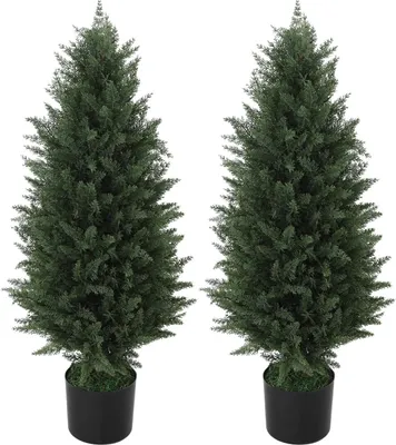 Produktbild von Künstliche Zypresse 2er-Set groß 90 cm Kunstpflanze, künstliche Pflanzen im Topf, UV-beständig Kunstbaum wie echt Dekoration für Wohnzimmer Schlafzimmer Outdoor |
