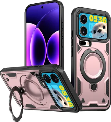 Produktbild von Dual Layer Hülle für Xiaomi 17 Pro mit Ring Ständer Magnetisch Stoßfest Handyhülle Roségold