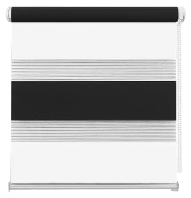 Immagine prodotto di Tenda a rullo oscurante, sistema a due strati, senza fori, colore bianco e nero, dimensioni 40x130 cm