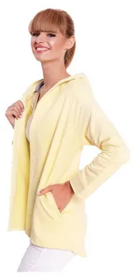 Produktbild von Damen Cardigan Sweater Jacke mit Kapuze 2 farbig,S M, Gelb