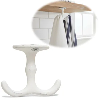 Produktbild von LS-LebenStil Doppel Regalhaken Schwarz Weiß Schrankhaken Kleiderhaken Deckenhaken Küche Handtuchhaken zum Anbringen unter einem Schrank / Regal