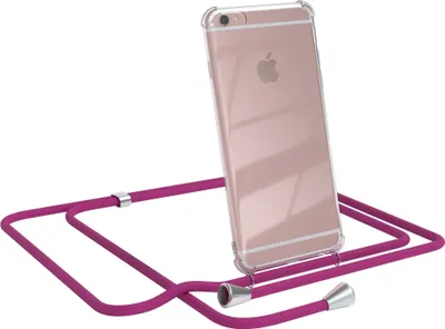 Produktbild von EAZY CASE Handykette kompatibel mit Apple iPhone 6 / 6S, Handyhülle mit Umhängeband, Handykordel, Schutzhülle Clear, Band in Rosa