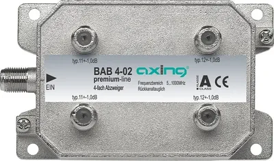 Produktbild von axing BAB 4-02 - Kabelsplitter - 5 - 1006 MHz - Grau - Männlich - A - F