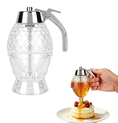 Honigspender 8 oz, tropffrei, Kunststoff, mit Standfuß, transparent