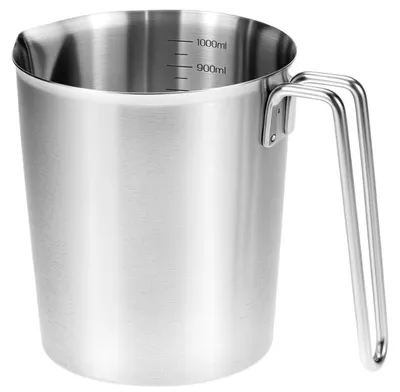 Edelstahl-Maßbecher 1 l mit ml- und oz-Skala, spülmaschinengeeignet
