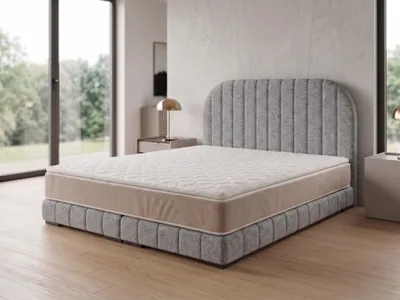 Produktbild von Polsterbett  LEON 3 mit Kopfteil, modernes gepolstertes Bett in 200 x 200 cm Farbe: Dunkelgrau