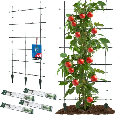 Image de KOTARBAU® Support modulaire pour plantes grimpantes, lot de 4, 60 x 120 cm, 8 treillis de 60 x 60 cm chacun, tuteurs en plastique pour plantes grimpantes et légumes, brise-vue pour le jardin