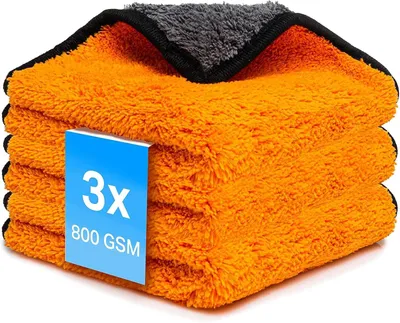 Obrázok produktu pre Mikrovláknové utierky Auto 3 kusy, 800 g/m², 30 x 30 cm, pre domácnosť