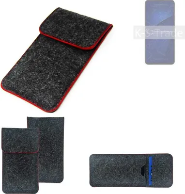 Produktbild von K-S-Trade Handy Schutz Hülle kompatibel mit ZTE Axon 41 5G Schutzhülle Handyhülle Filztasche Pouch Tasche Case Sleeve Filzhülle dunkelgrau roter